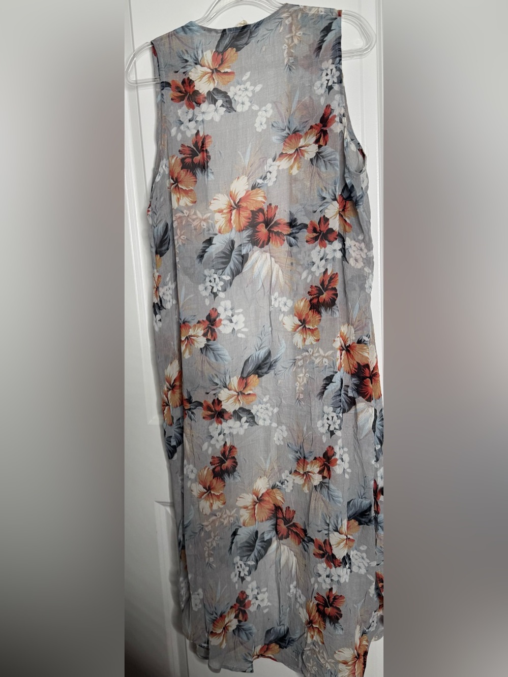 1.4.3. Story by Line Up Gray Floral Sheer Cardigan with Orange Accents size LG - Picture 4 of 4